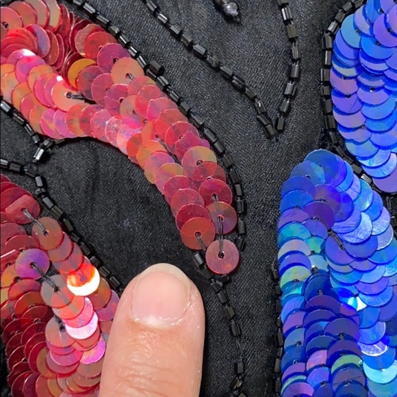 Vintage 80s Beaded Sequin Floral Silk Formal Top - Picture 13 of 13